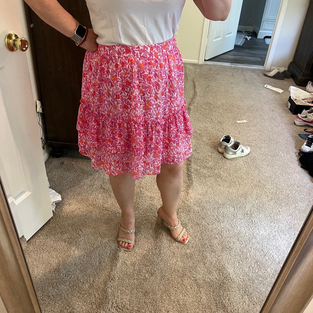 J. Crew Pink and White Bubble Mini Skirt